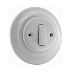 VINTAGE tlačítko (zvonek) keramika klapka bílá s rámečkem K1-R231QW