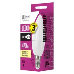 LED 6W E14 WW svíčka ZQ3220