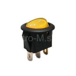 Vypínač kolébkový MIRS101-8, ON-OFF 1p.250V/6A žlutý L451B 