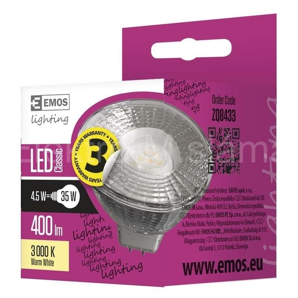 LED GU5,3 4,5W WW ZQ8433 MR16